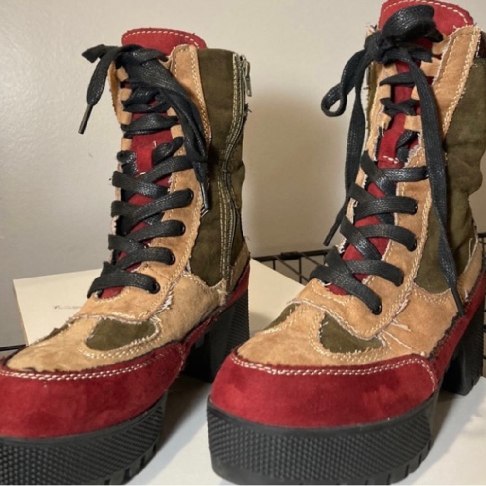 Colorblock Patchwork Chunky Platform Boots - image 4